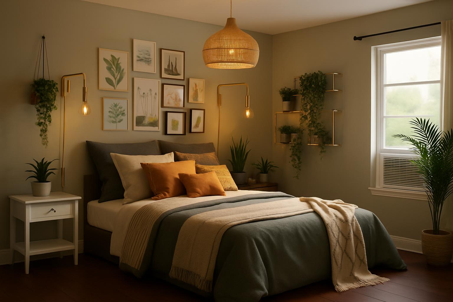 Bedroom with calm ambient wall light